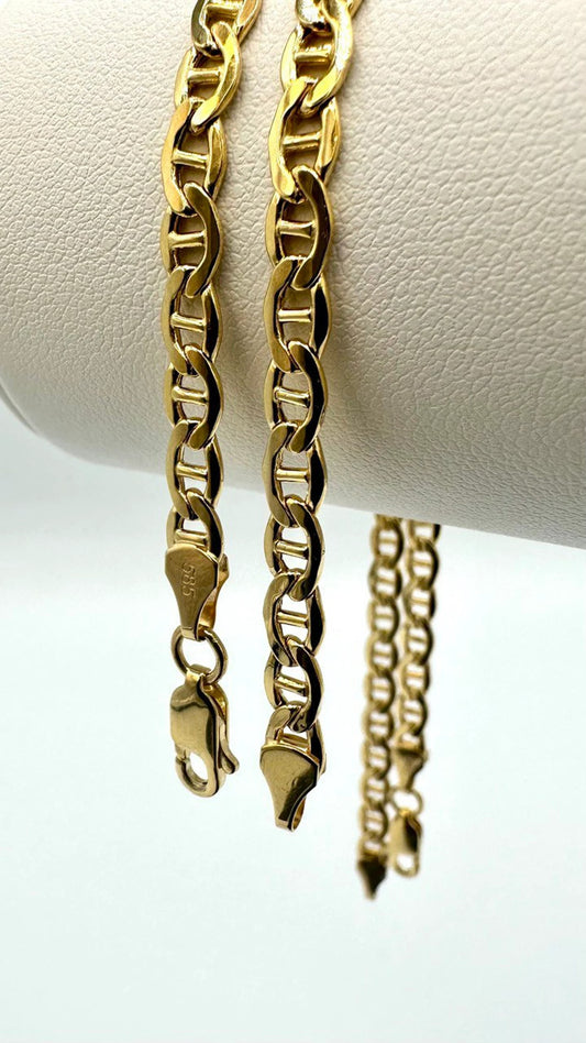 14K Solid Gold Anchor Bracelet Chain